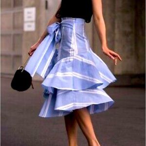 Asymmetric ruffle midi skirt